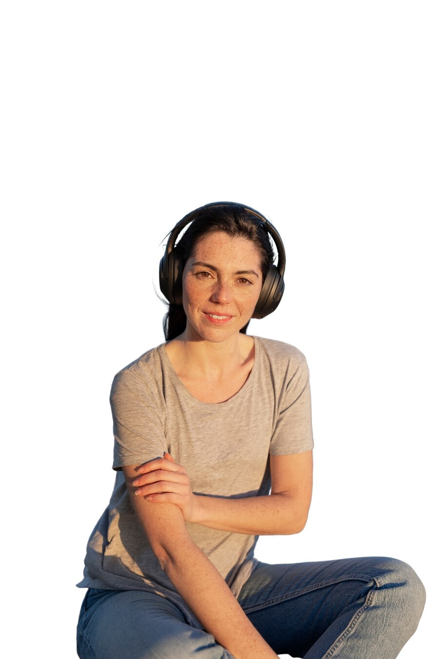 woman wearing headphones